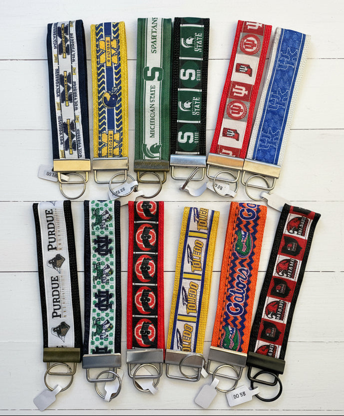 College Print Key Fobs, keychain, wristlet, university, sports