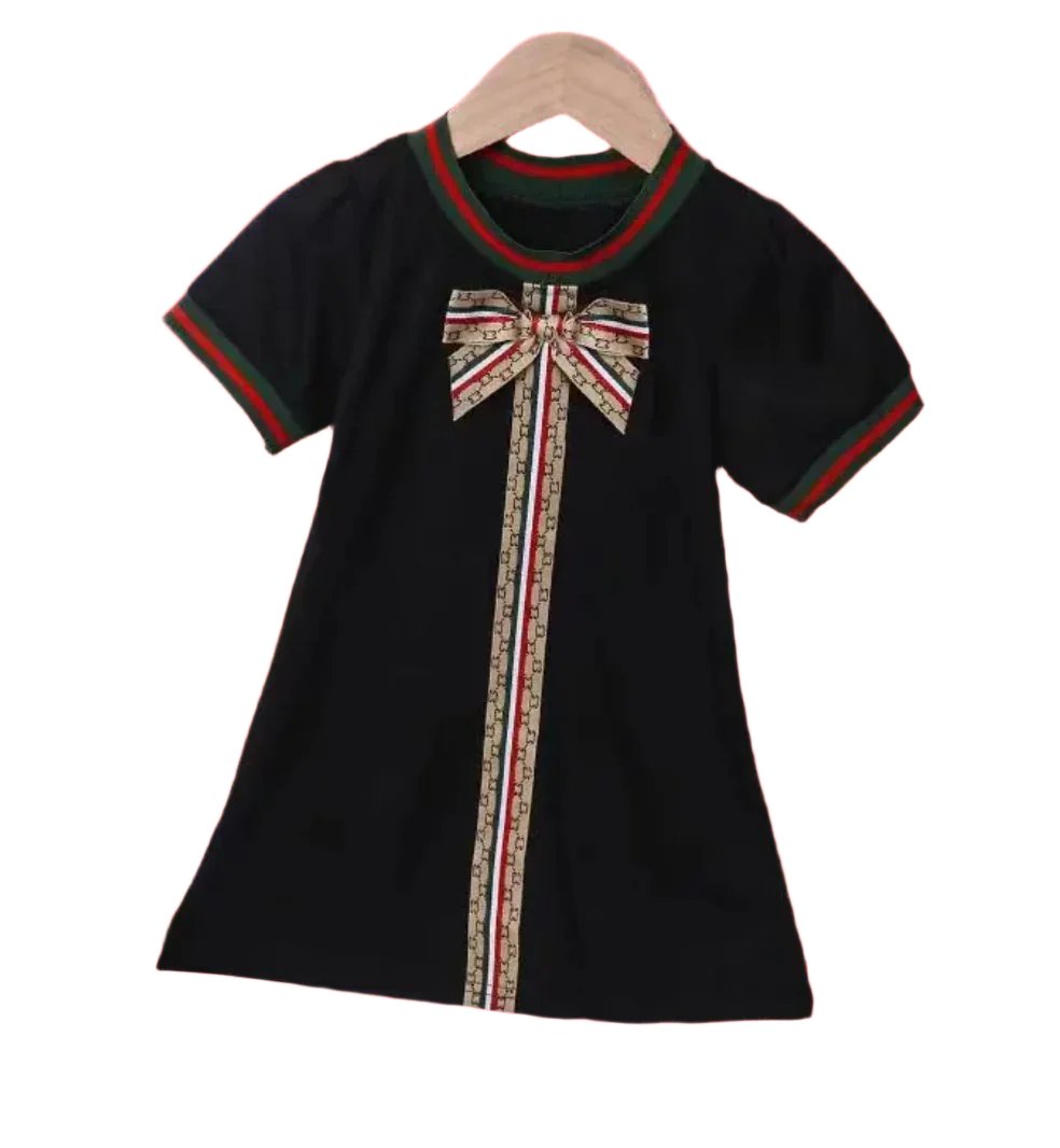 Black Preppy Striped Bowknot Dress, girl, kids, toddler - SALE