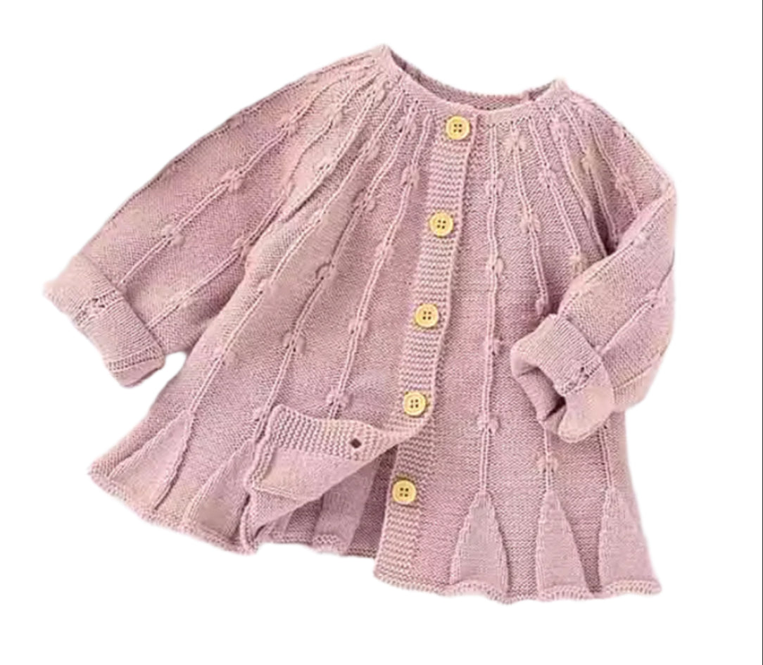 Knit Cardigan Sweater, girl, 3 Colors, Pink, Gray, Cream, infant, toddler, baby