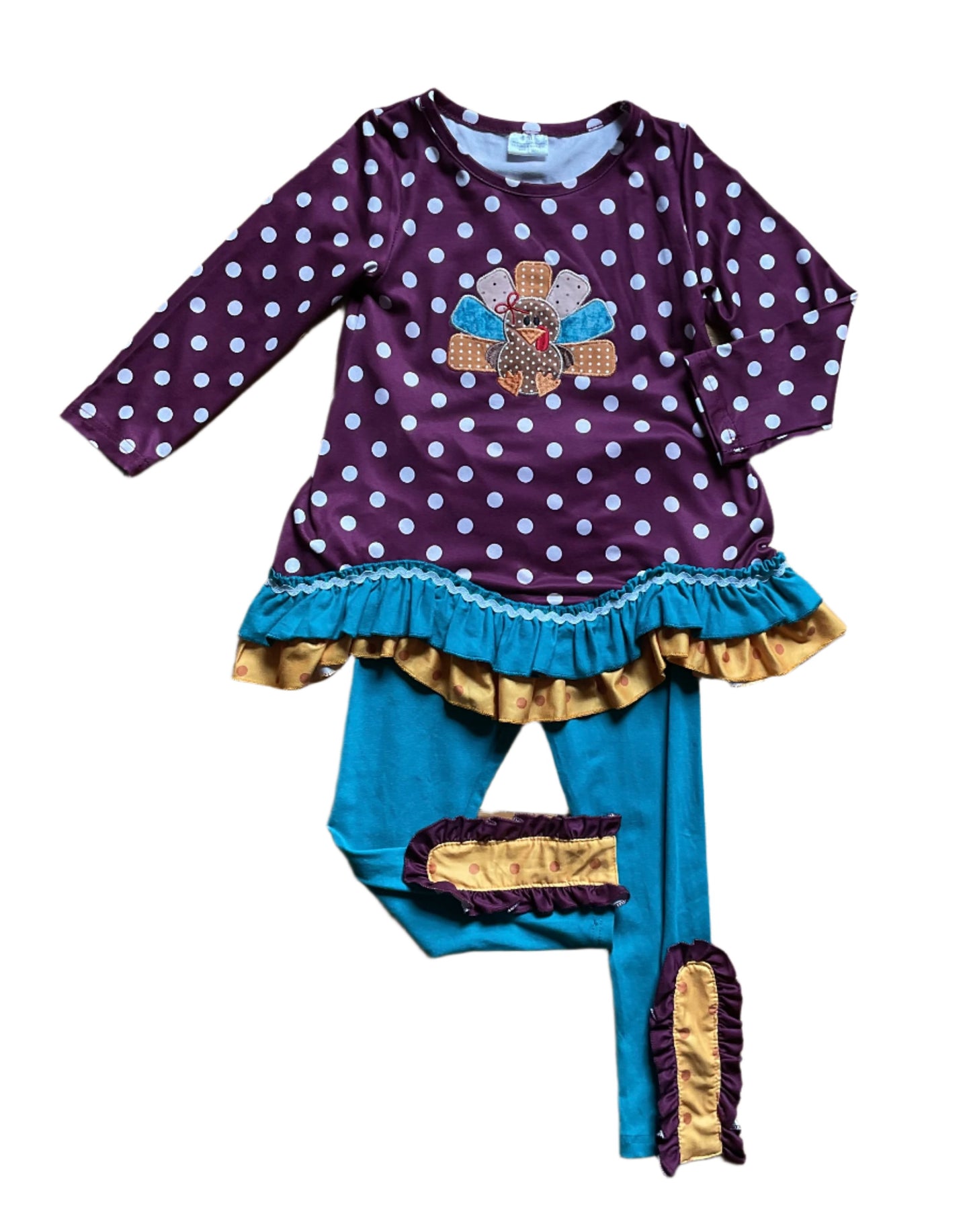 Polka Dot Turkey Ruffle Outgfit, girl, toddler, Fall