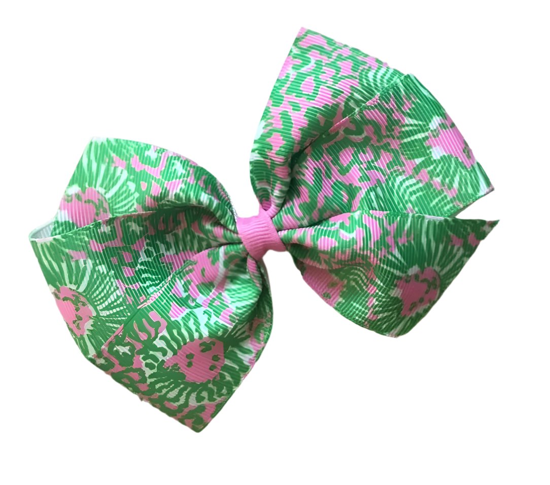 Preppy Lion Print Hair Bow, Sunnyside, resort, clip, girl