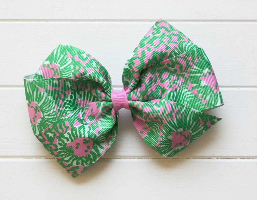 Preppy Lion Print Hair Bow, Sunnyside, resort, clip, girl