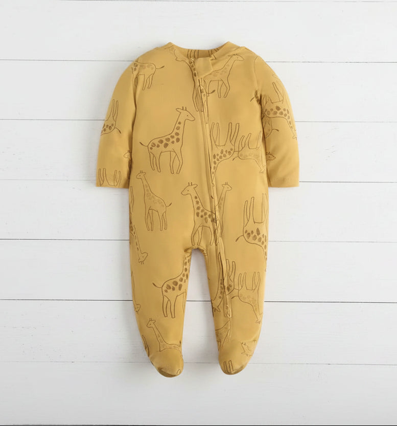 Yellow Giraffes Baby Romper, gift, infant, Shower, unisex