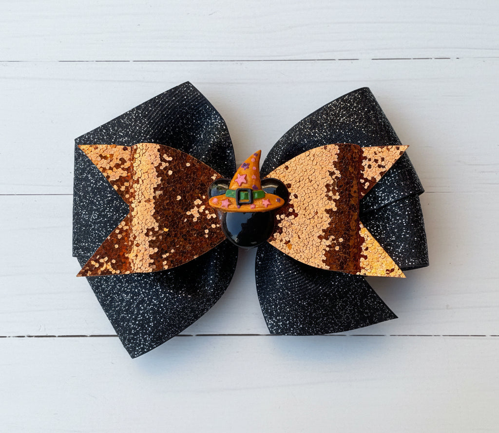 Sparkly Halloween Mouse Hair Bow, clip, Fall, kids, adult