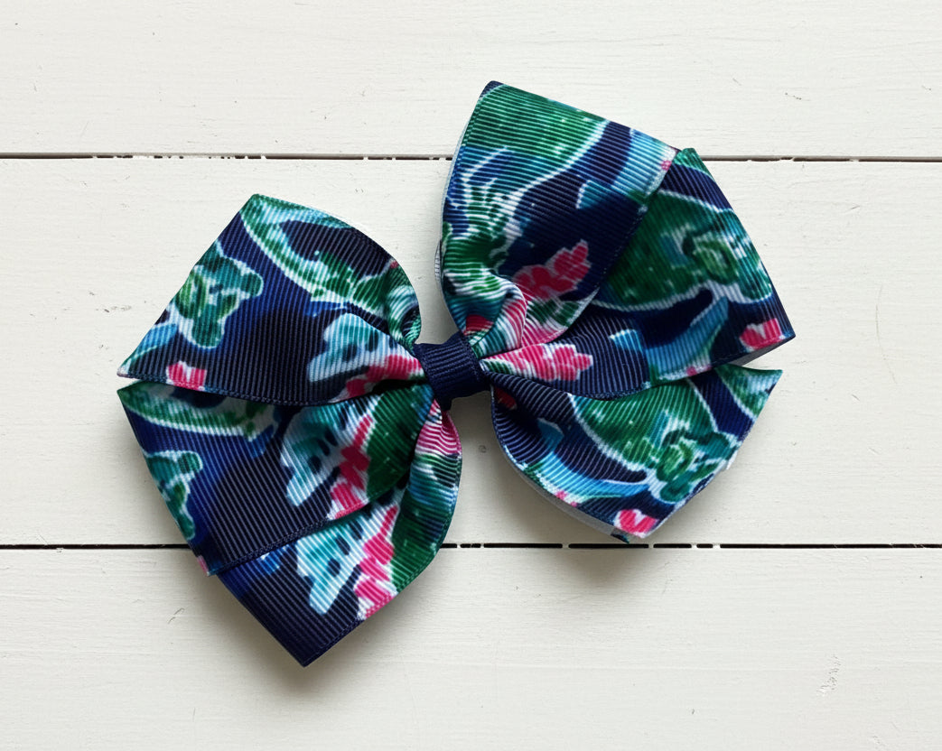 Tropical Bear Print Hair Bow, Preppy, Inspired, resort, adult, kids
