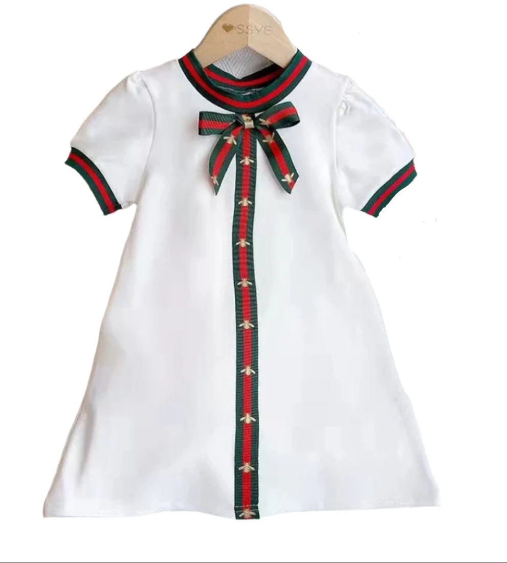 Black or White Preppy Bowknot Dress, girl, kids