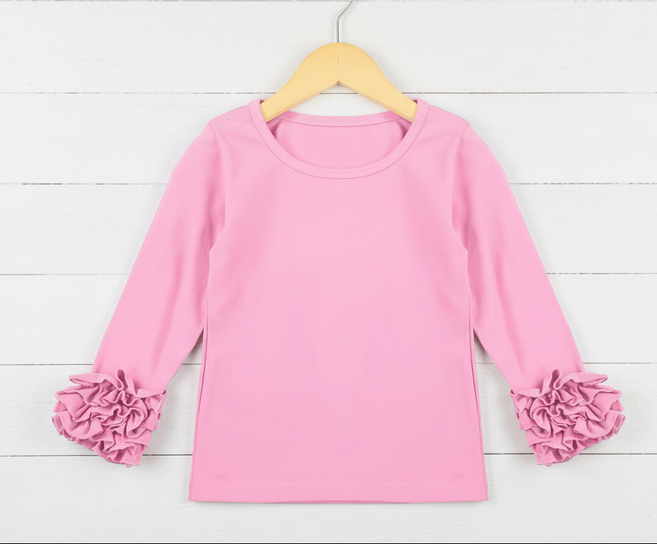 Pink Ruffle Long Sleeve Shirt, Girl's, Toddler, kids