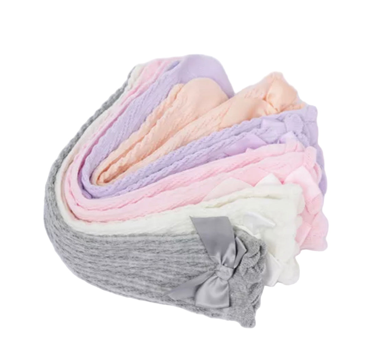 Gray Ribbed Knee Socks with Bow, Kids, girl, school, holiday