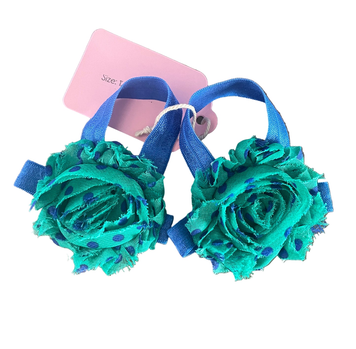 Green & Blue Polka Dot Barefoot Baby Sandals, infant, girl