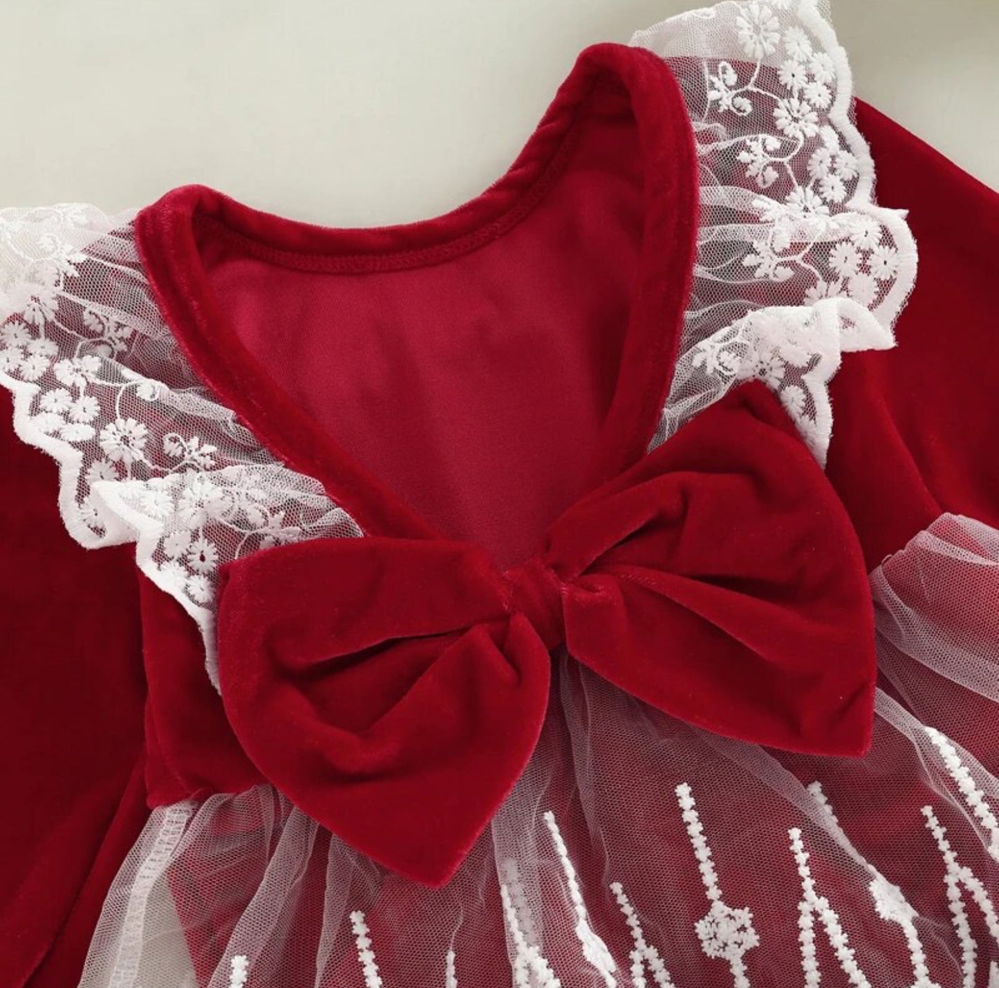 Red Velour & Lace Romper, baby, girl, holiday, gift, holiday, Christmas