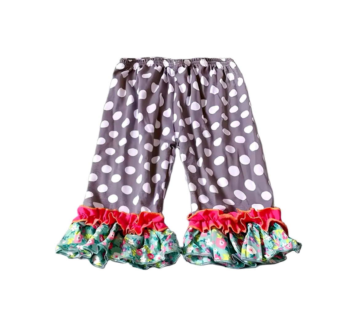 Geometric Ruffle Outfit, girl, clothing, kids, set, tunic, polka dots, toddler