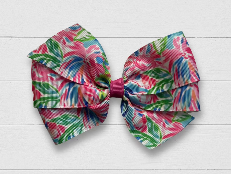 Colorful Blossom Preppy Hair Bow, girl, clip, totally