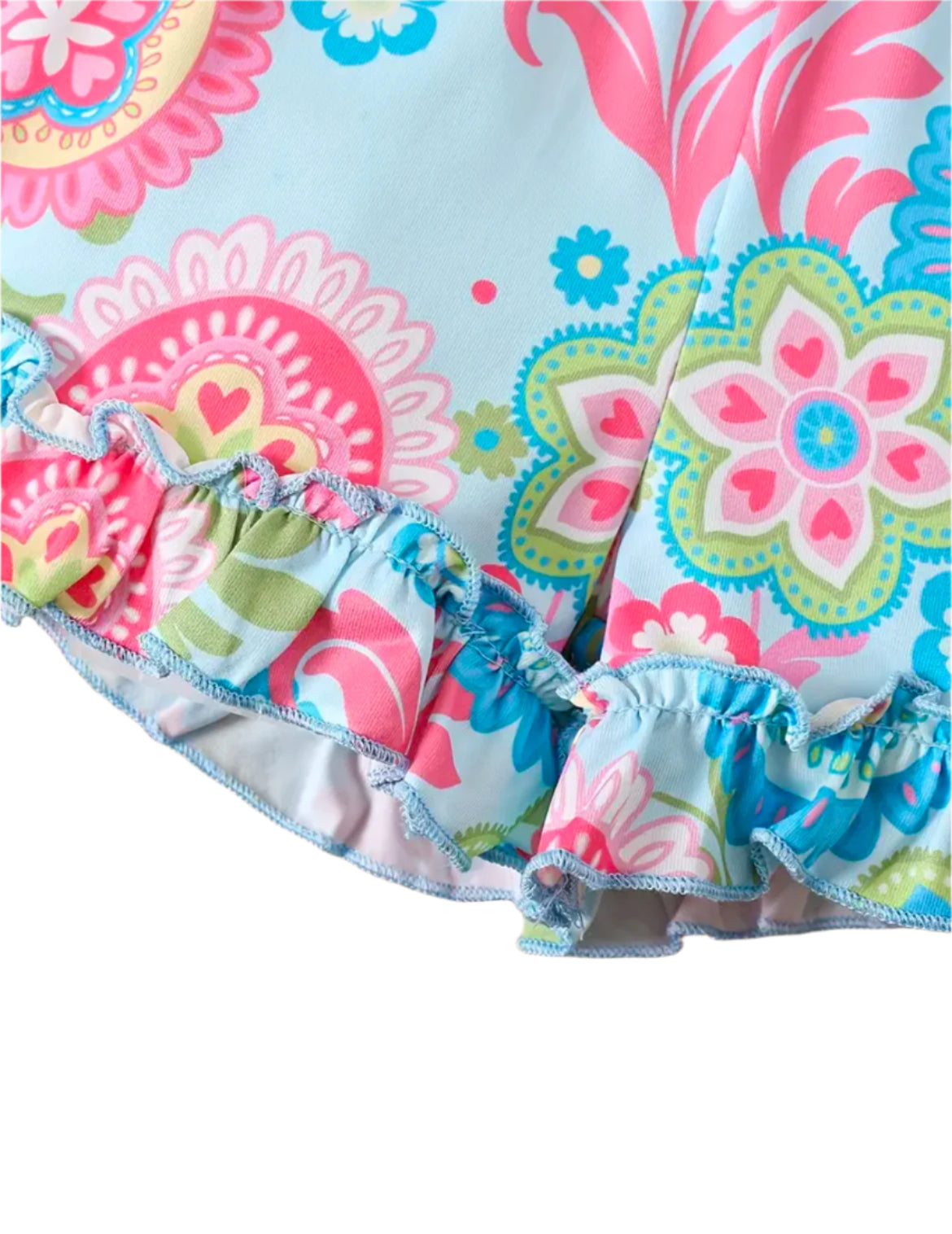 Boutique Floral & Bunny Ruffle Short Set, Easter, Spring, outfit, kids, set
