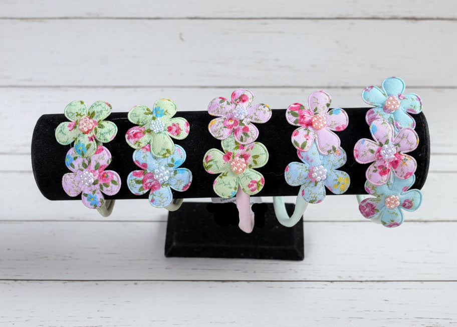 Cottage Chic Flower Nylon Stretch Headbands, girl, baby, child, shabby