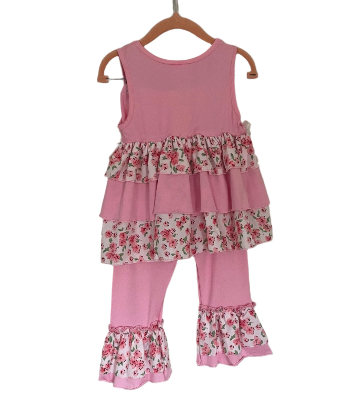 Boutique Pink Ruffle Flower Outfit, girl, set, boutique, kids