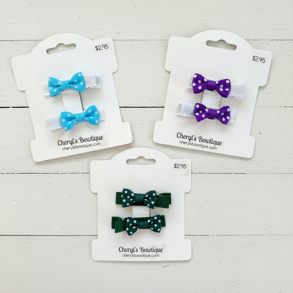 Bitty Hair Bow Polka Dot Sets - clip, girl, baby