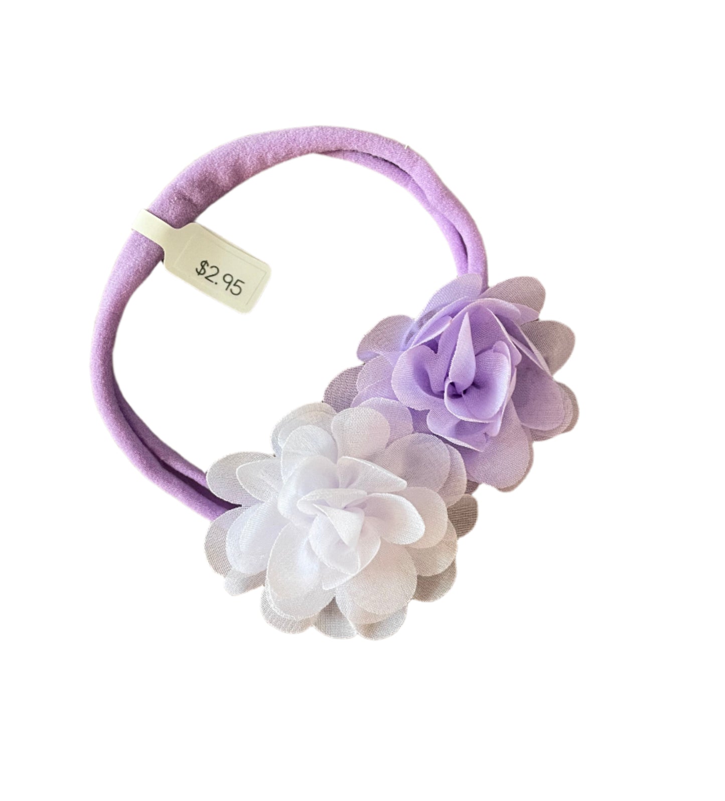 Lavender & White Flower Nylon Headband, girl, stretch, baby, child