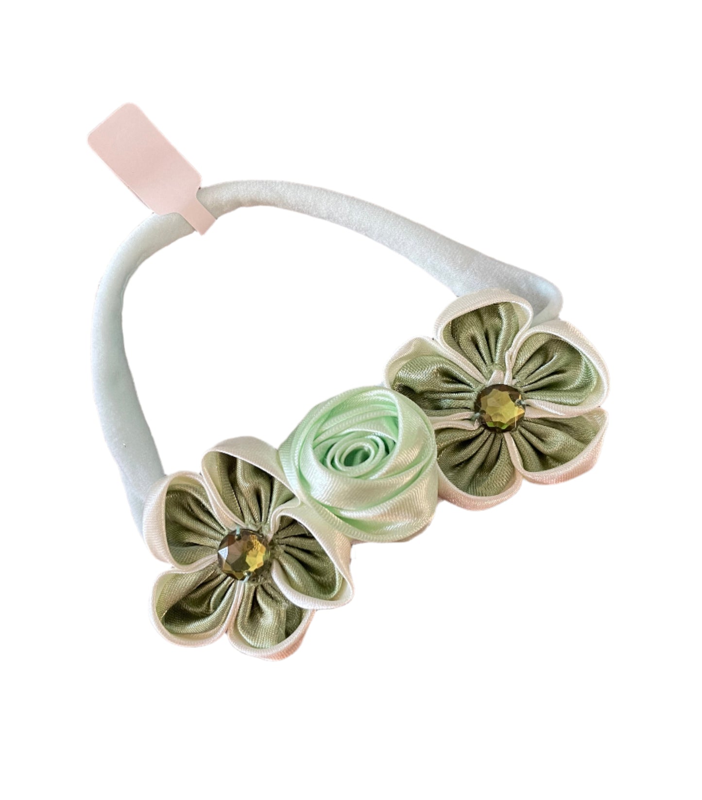 Mint & Sage Green Flower Nylon Headband, girl, stretch, baby, child, St. Pat