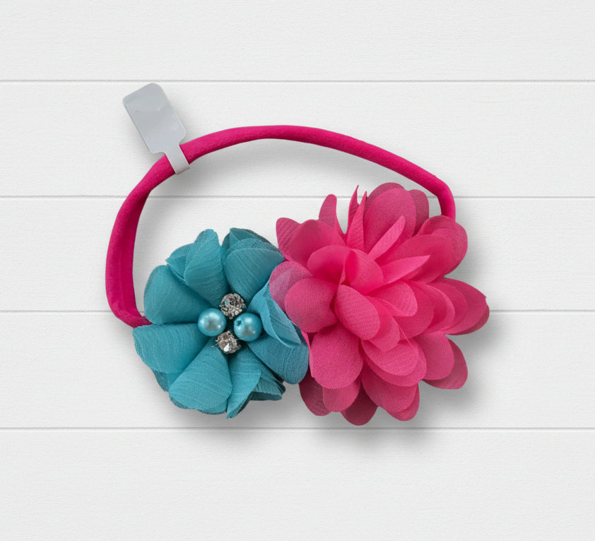 Hot Pink & Turquoise Barefoot Baby Sandals, infant, girl