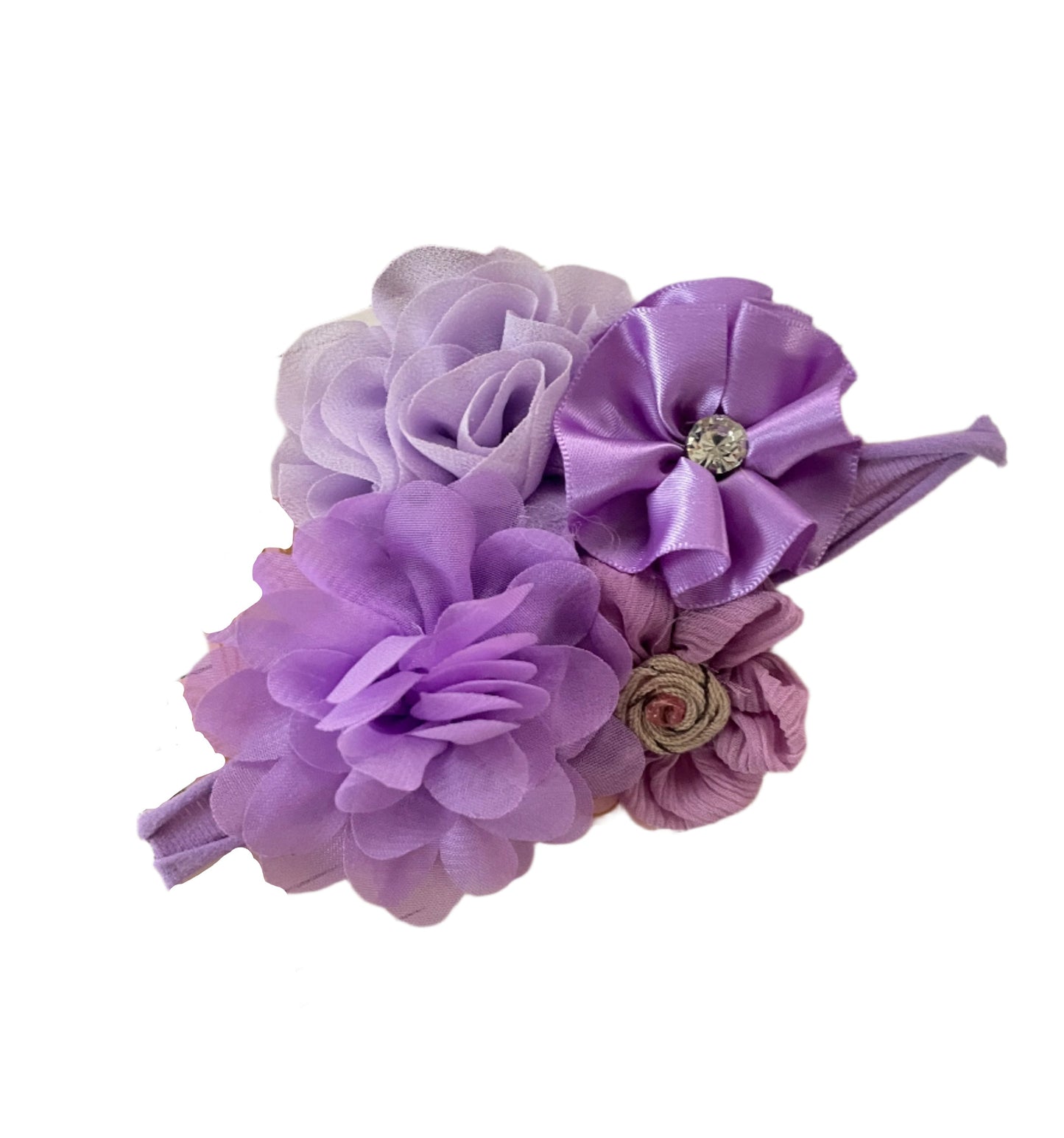 Boutique Purple Flower Nylon Headband, girl, stretch, baby, child