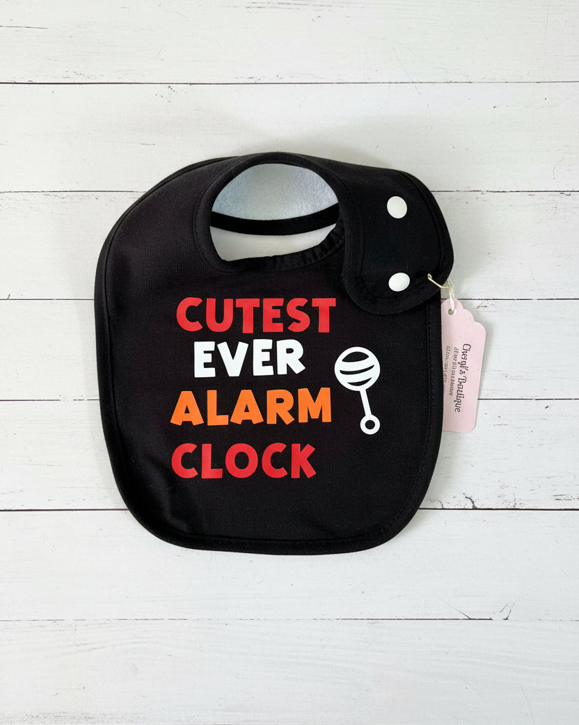 Cutest Alarm Clock Bib, baby, toddler, unisex