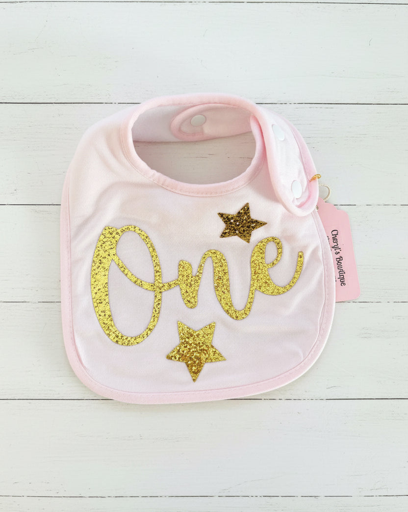 1st Birthday Bib in Pink, baby, toddler