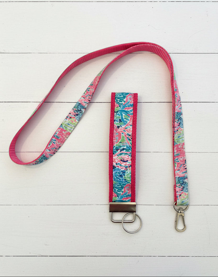 Preppy Lanyard & Key Fob Gift Set, girl, College, Cha Cha
