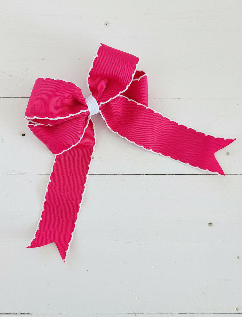 Raspberry Pink Moonstitch Tail Bow, girl, kids, accessories, hair (Copy)