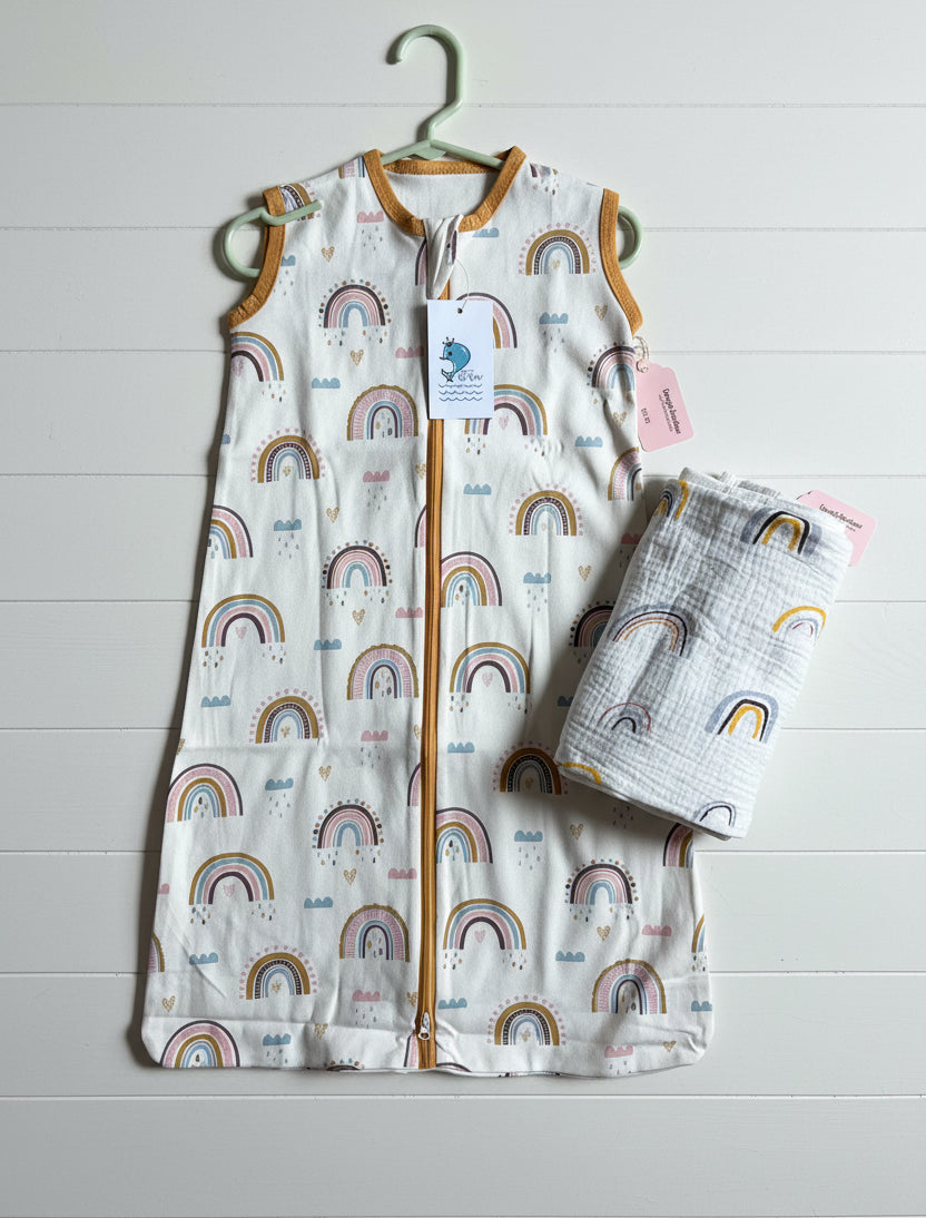 Rainbow Muslin Blanket, gift, infant, baby, Shower, unisex
