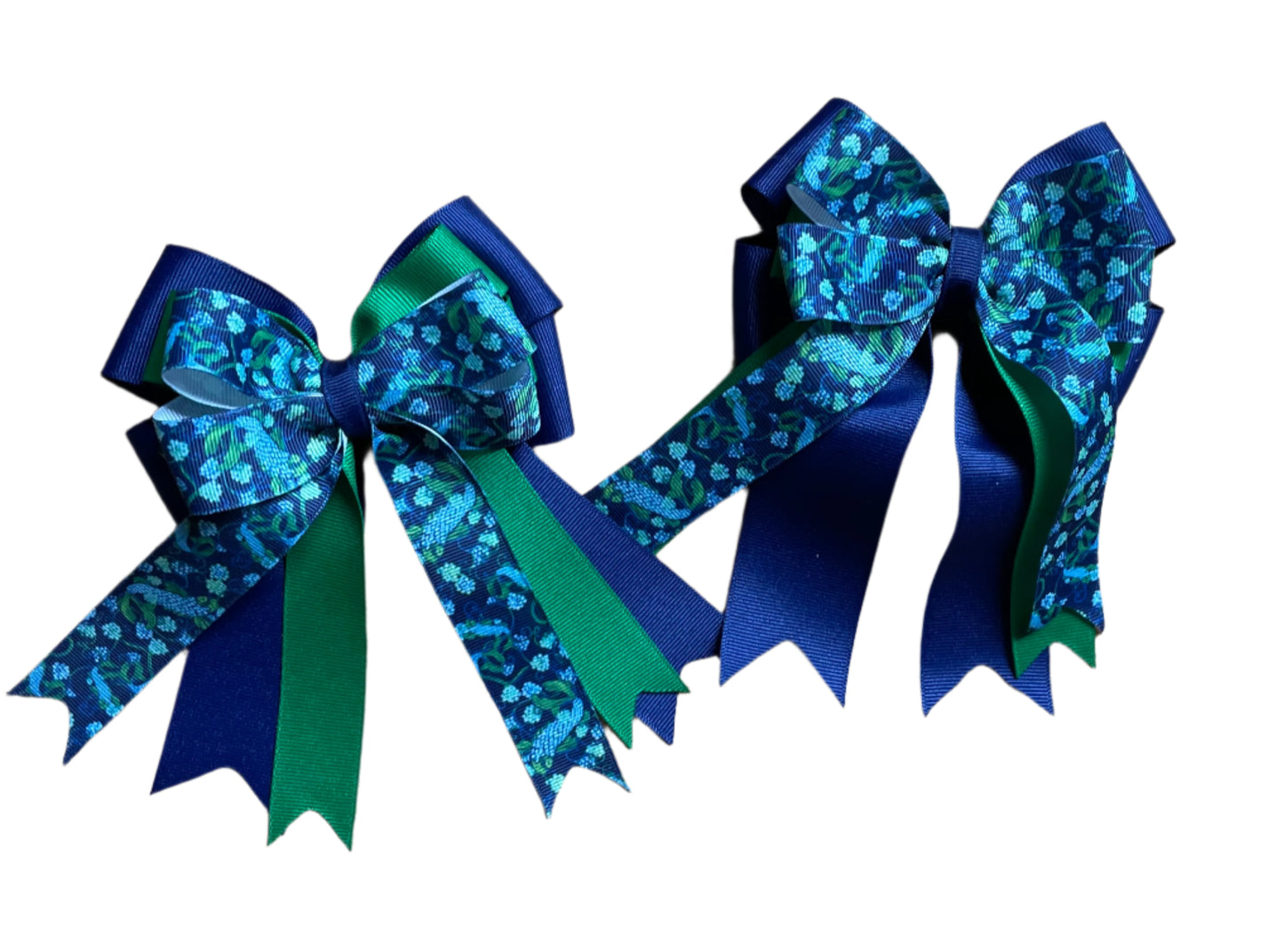 Equestrian Hair Bow, Tail Bow, Horse Show, Green, Blue, Coral, Single, Set
