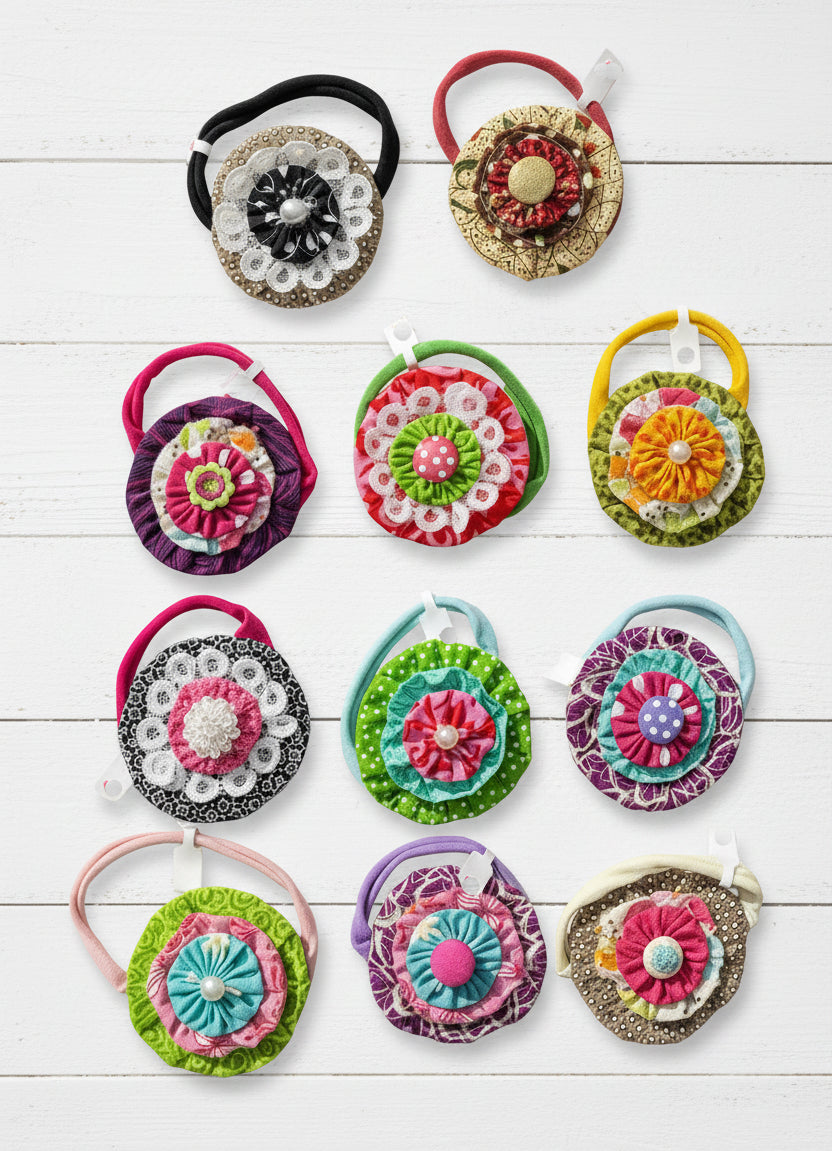 Shabby Flower Nylon Stretch Headbands - 11 styles, girl, baby, child