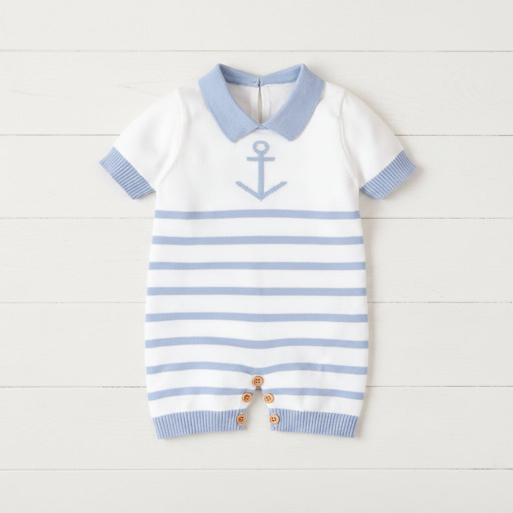 Striped Nautical Knit Romper, baby, boy, kids, striped
