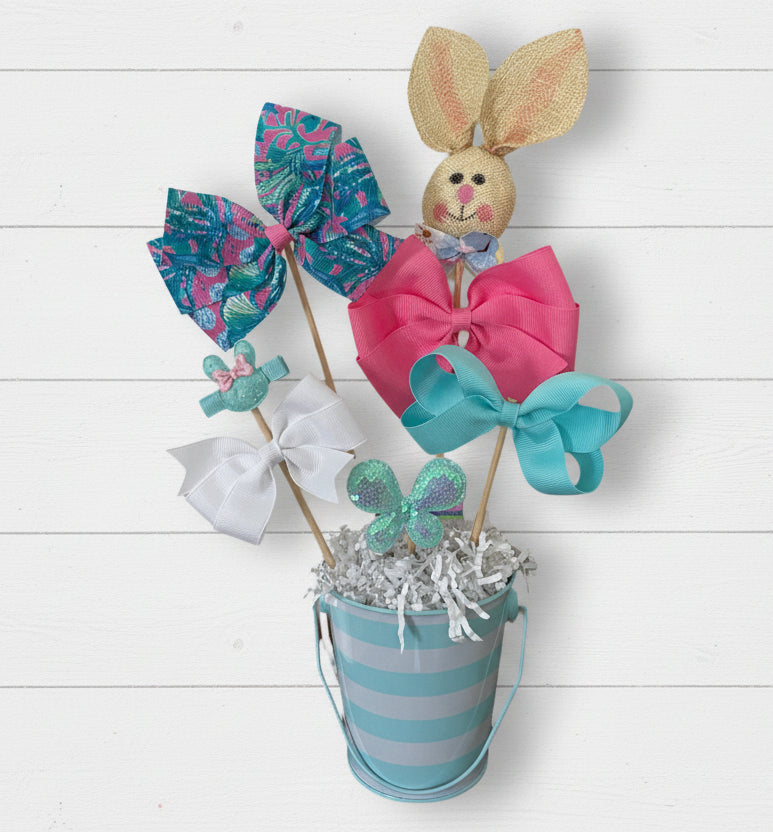 Some Bunny Loves Me Bow Pot, gift, bow, hair, girl, Easter, Spring