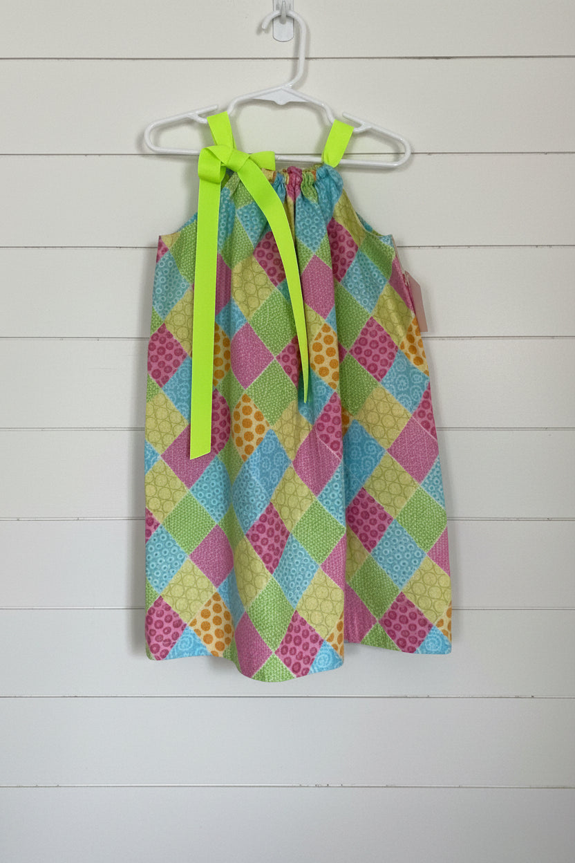 Colorful Diamond Print Dress, Sundress, girl, kids, handmade / $5 SALE