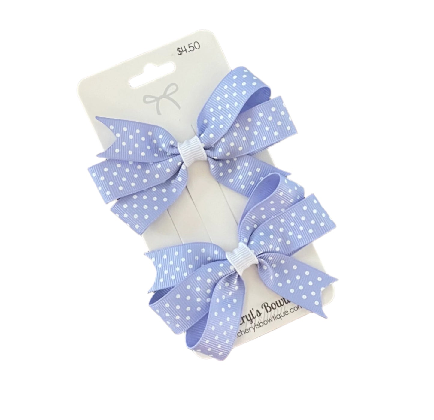 Periwinkle & White Polka Dot Bow Set, girl, clip, Easter, kids, pig tails