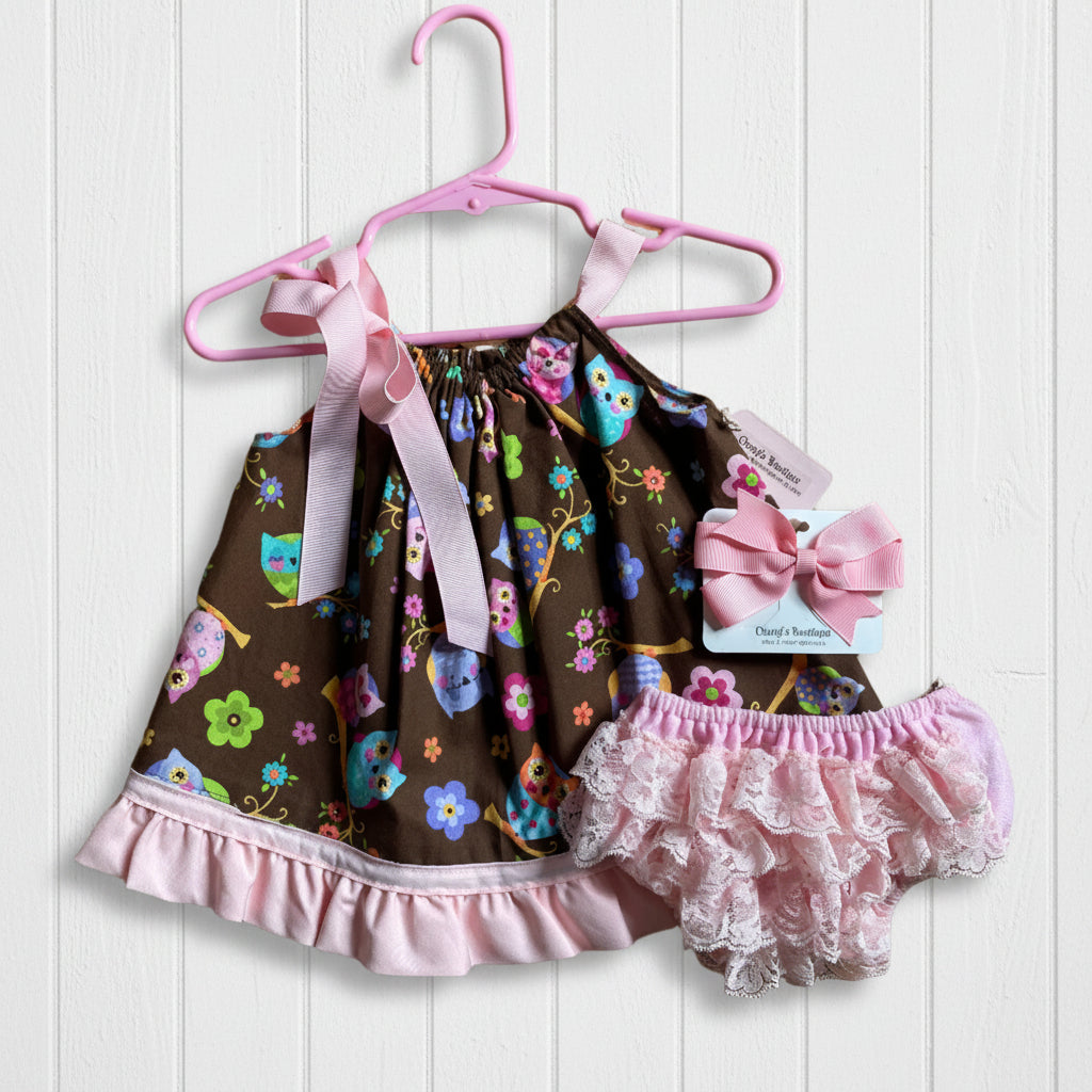 It's A Hoot Owl Print Dress, Sundress, girl, kids, handmade / $5 SALE