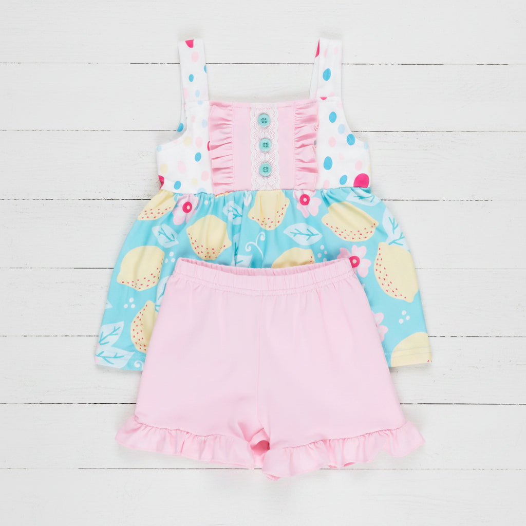 Pink Lemonade Boutique Ruffle Short Set, girl, kids, outfit, toddler
