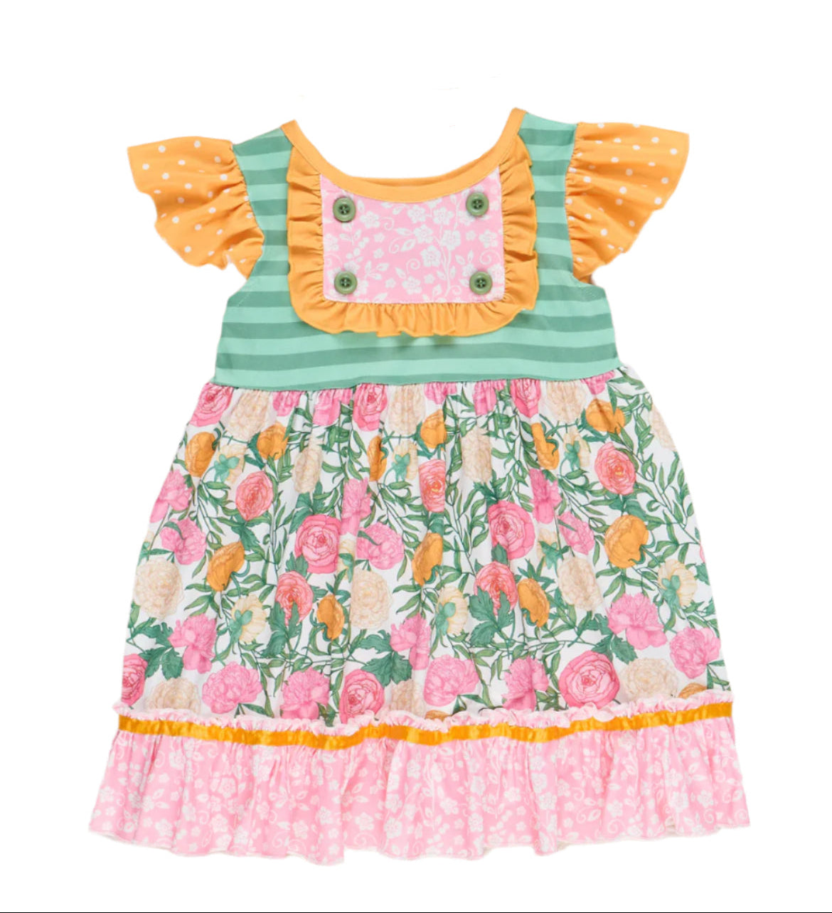 Sweet Blooms Floral Flutter Dress, girl's, Milk Silk, kids, clothing