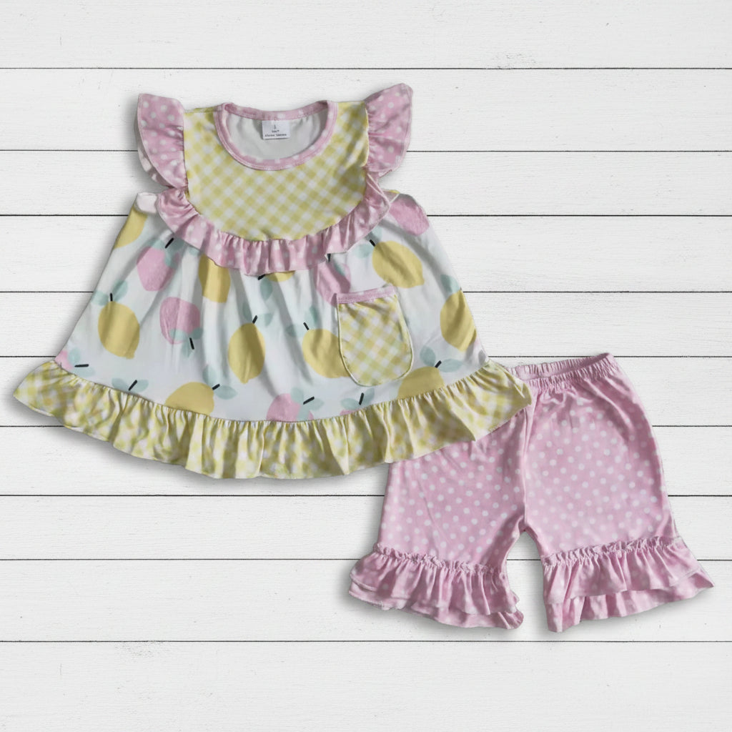 Strawberry Lemonade Boutique Short Set, girl, kids, clothing, outfit, toddler