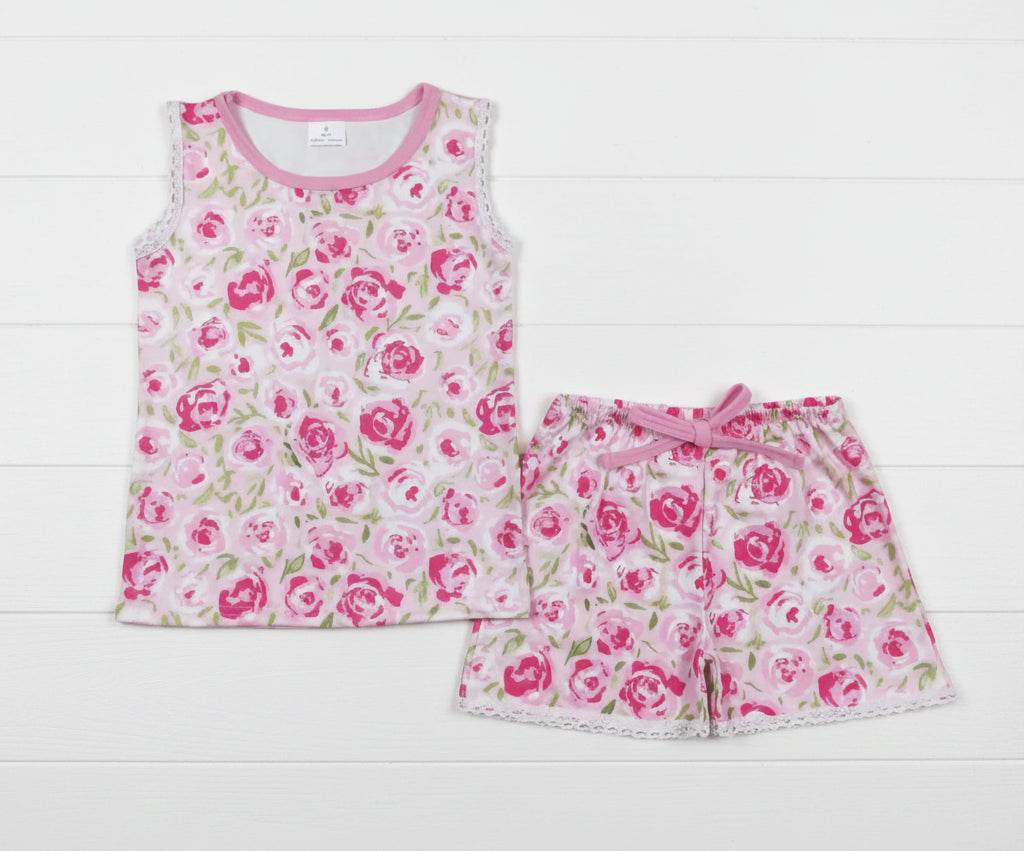 Pink Shabby Rose Short Set, girl, outfit, kids, set