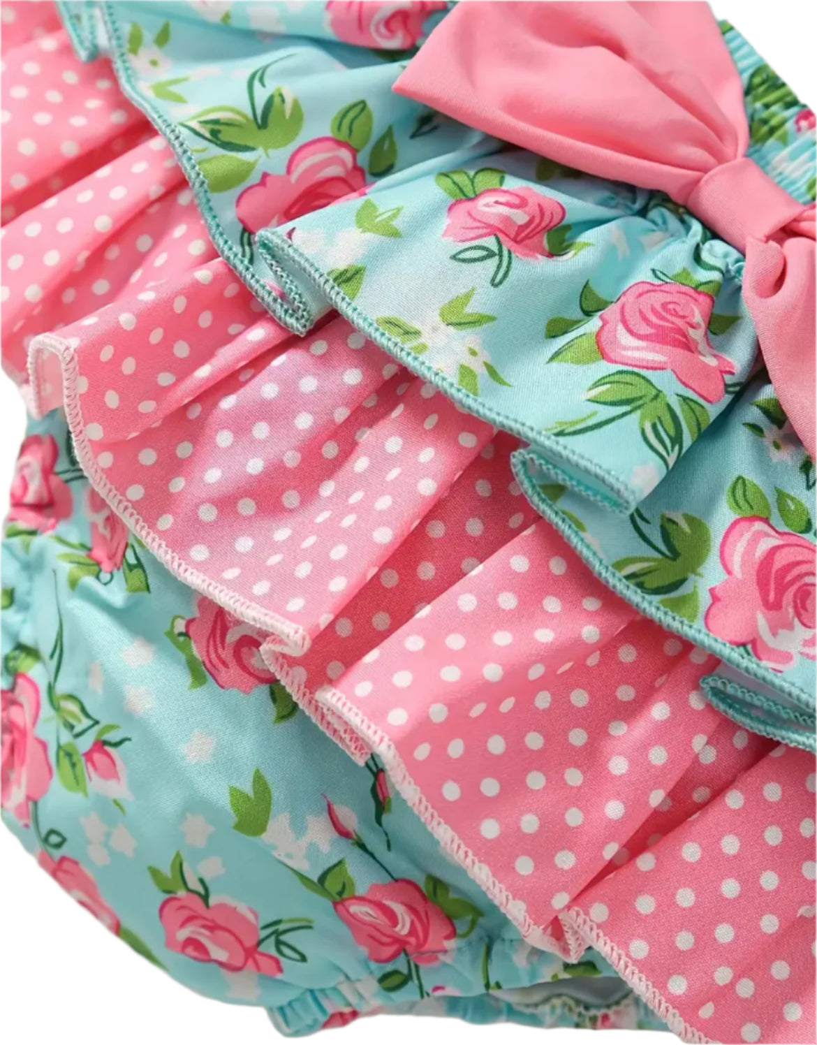 Blue Cottage Rose Ruffle Short Set, girl, toddler, clothing, outfit, hat / SALE