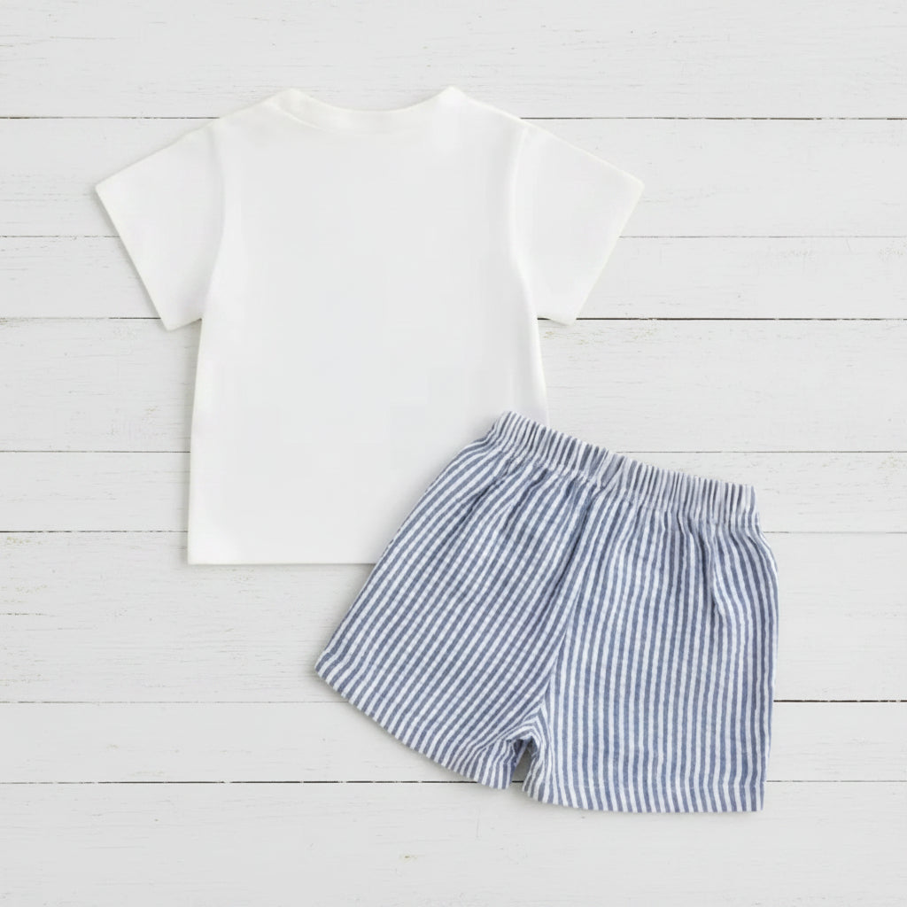 Pinstripe Tug Boat Short Set, kids, clothing, outfit, boy / CLEARANCE
