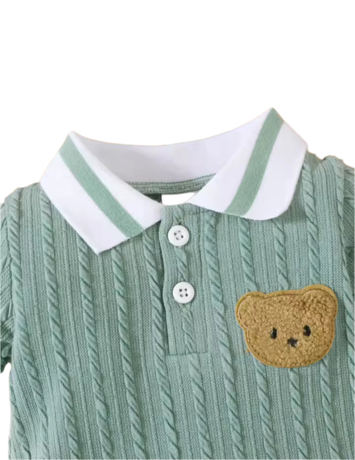 Sage Green Knit Collared Romper, baby, boy, kids
