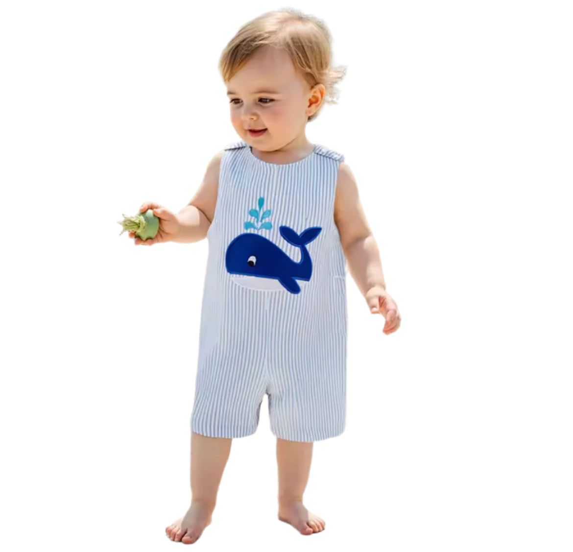 Blue Whale Striped Romper, infant, clothing, boy, embroidered, kids / SALE