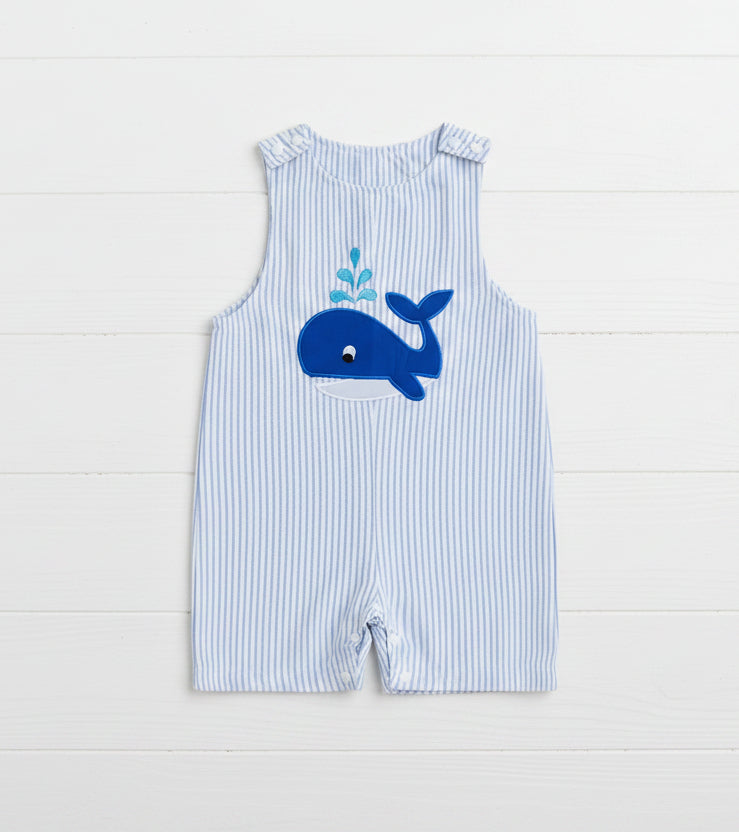 Blue Whale Striped Romper, infant, clothing, boy, embroidered, kids
