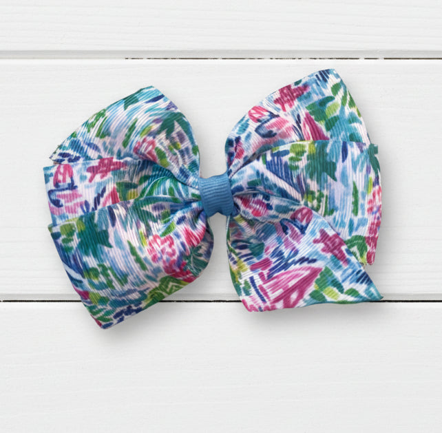 Sailboat & Palm Trees Preppy Hair Bow, girl, clip