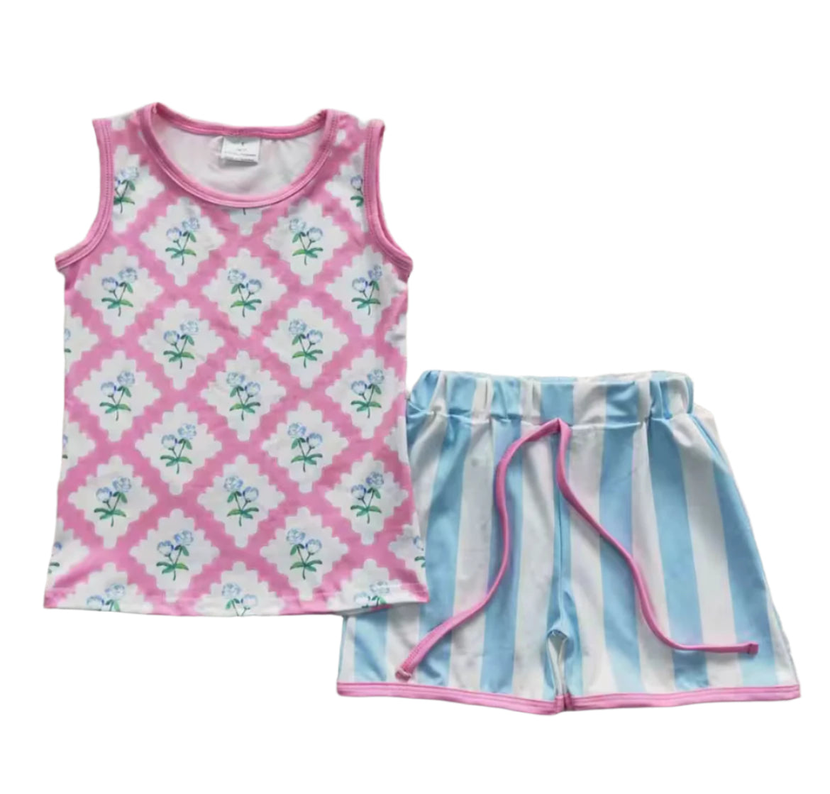 Flowers & Stripes Short Set, girl, outfit, kids, Spring/Summer, girls