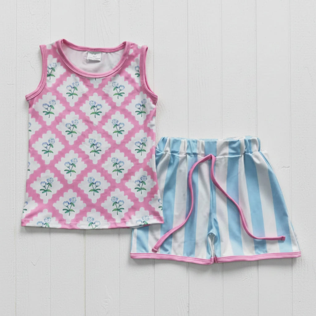 Flowers & Stripes Short Set, girl, outfit, kids, Spring/Summer, girls