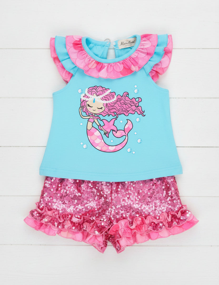 Mermaid Dreams Boutique Short Set, girl, kids, clothing, outfit, toddler