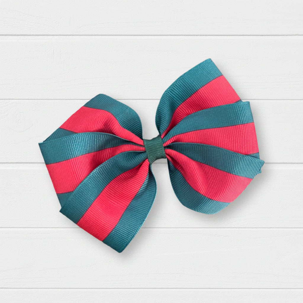 Preppy Print Hair Bow, girl, clip, stripes, plaid, tartan